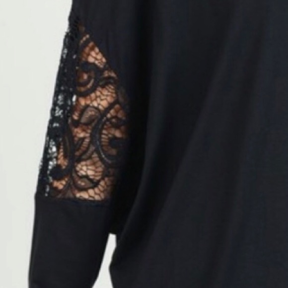 SALE! Lace Dolman Sleeve Black Top - Picture 2 of 6
